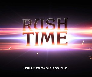 Rush Time PSD Fully Editable Text Effect. Layer Style PSD Mockup Template