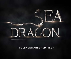 Sea Dragon PSD Fully Editable Text Effect. Layer Style PSD Mockup Template