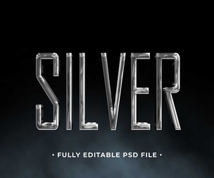 Silver PSD Fully Editable Text Effect. Layer Style PSD Mockup Template