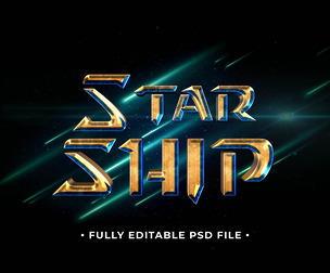 Star Ship PSD Fully Editable Text Effect. Layer Style PSD Mockup Template