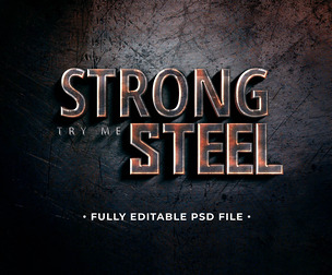Strong Steel PSD Fully Editable Text Effect. Layer Style PSD Mockup Template