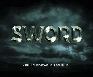 Sword PSD Fully Editable Text Effect. Layer Style PSD Mockup Template