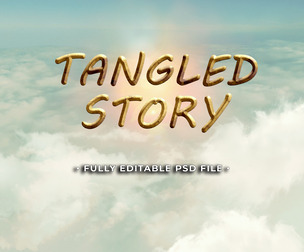 Tangled Story PSD Fully Editable Text Effect. Layer Style PSD Mockup Template
