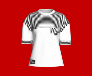 Girls Striped Panel Half Sleeve T-shirt With patch | Marvelous / Clo3d / obj / fbx