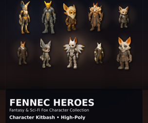 Fennec Heroes – Fantasy & Sci-Fi Fox Character Kitbash Collection