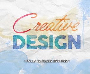 Watercolor Creative Design PSD Fully Editable Text Effect. Layer Style PSD Mockup Template