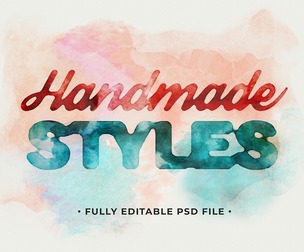 Watercolor Handmade Style PSD Fully Editable Text Effect. Layer Style PSD Mockup Template