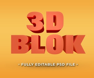 3D Blok PSD Fully Editable Text Effect. Layer Style PSD Mockup Template
