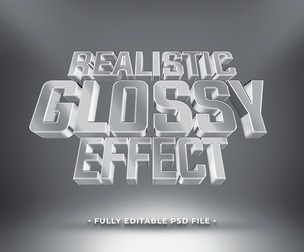 Realistic Glossy Effect PSD Fully Editable Text Effect. Layer Style PSD Mockup Template