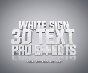 White Sign 3D Text Pro Effects PSD Fully Editable Text Effect. Layer Style PSD Mockup Template