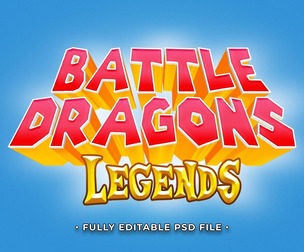 Battle Dragons Legends PSD Fully Editable Text Effect. Layer Style PSD Mockup Template