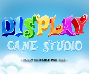 Display game studio PSD Fully Editable Text Effect. Layer Style PSD Mockup Template