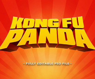Konng Fu Panda PSD Fully Editable Text Effect. Layer Style PSD Mockup Template