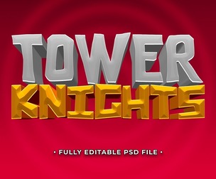 Tower Knights PSD Fully Editable Text Effect. Layer Style PSD Mockup Template