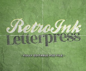 RetroInk PSD Fully Editable Text Effect. Layer Style PSD Mockup Template