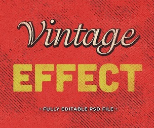 Vintage Effect PSD Fully Editable Text Effect. Layer Style PSD Mockup Template