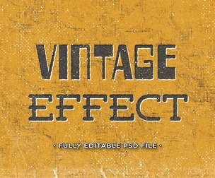 Vintage Effect PSD Fully Editable Text Effect. Layer Style PSD Mockup Template