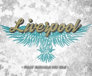 Vintage Liverpool PSD Fully Editable Text Effect. Layer Style PSD Mockup Template