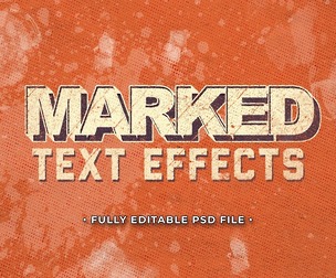 Vintage Marked PSD Fully Editable Text Effect. Layer Style PSD Mockup Template