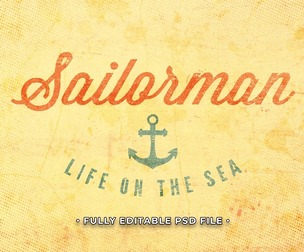 Vintage Sailorman PSD Fully Editable Text Effect. Layer Style PSD Mockup Template