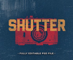 Vintage Shutter PSD Fully Editable Text Effect. Layer Style PSD Mockup Template
