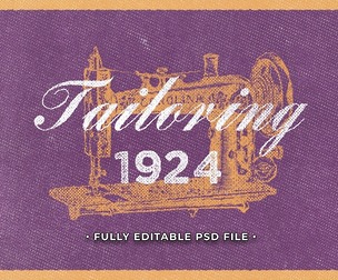 Vintage Tailoring PSD Fully Editable Text Effect. Layer Style PSD Mockup Template