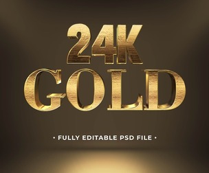 24K Gold PSD Fully Editable Text Effect. Layer Style PSD Mockup Template