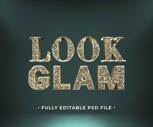 Look Glam PSD Fully Editable Text Effect. Layer Style PSD Mockup Template