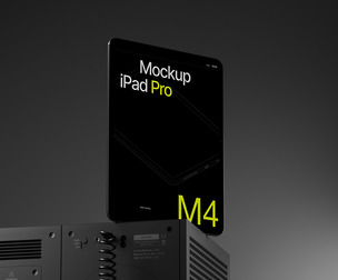 iPad Pro M4 Mockup PSD Template - Professional High-Tech Tablet Display Scene
