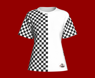 Girls Black And White Checkerboard Panel T-shirt  | Marvelous / Clo3d / obj / fbx