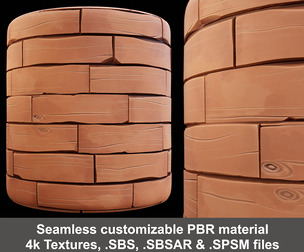 Stylized Wood Planks Customizable Substance Material