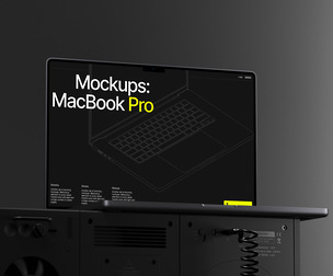MacBook Pro Mockup PSD Template - Professional High-Tech Industrial Laptop Display Scene
