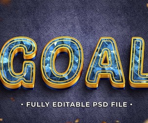 Goal PSD Fully Editable Text Effect. Layer Style PSD Mockup Template