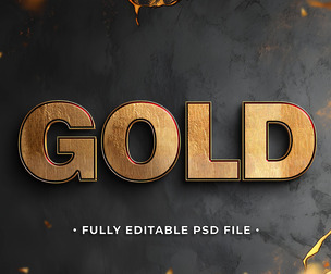 Gold PSD Fully Editable Text Effect. Layer Style PSD Mockup Template