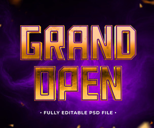 Grand Open PSD Fully Editable Text Effect. Layer Style PSD Mockup Template
