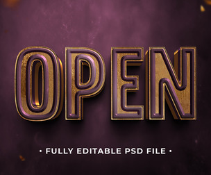 Open PSD Fully Editable Text Effect. Layer Style PSD Mockup Template