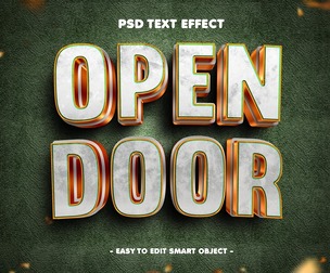Open Door PSD Fully Editable Text Effect. Layer Style PSD Mockup Template