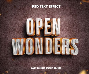 Open Wonders PSD Fully Editable Text Effect. Layer Style PSD Mockup Template