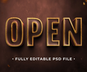Open PSD Fully Editable Text Effect. Layer Style PSD Mockup Template
