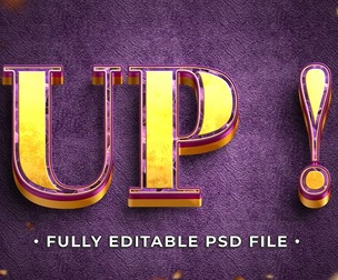 UP ! PSD Fully Editable Text Effect. Layer Style PSD Mockup Template