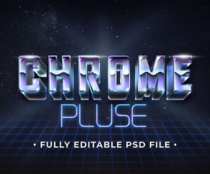 Chrome Pulse PSD Fully Editable Text Effect. Layer Style PSD Mockup Template