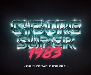 Cyber super 1983 PSD Fully Editable Text Effect. Layer Style PSD Mockup Template