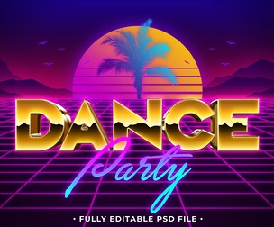 Dance PSD Fully Editable Text Effect. Layer Style PSD Mockup Template