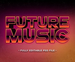 Future Music PSD Fully Editable Text Effect. Layer Style PSD Mockup Template