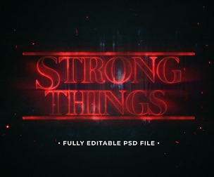 Strong Things PSD Fully Editable Text Effect. Layer Style PSD Mockup Template