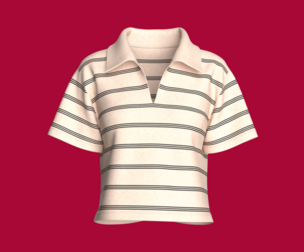 Girls Polo Neck Knit Top with Striped | Marvelous / Clo3d / obj / fbx