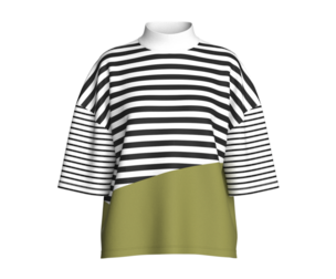 Girls Oversized High Neck Striped T-Shirt | Marvelous / Clo3d / obj / fbx
