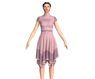 Women High Neck Mesh Panel Dress - Outfit | Marvelous / Clo3d / obj / fbx