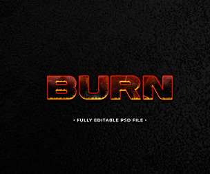 Burn PSD Fully Editable Text Effect. Layer Style PSD Mockup Template