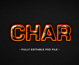 Char PSD Fully Editable Text Effect. Layer Style PSD Mockup Template